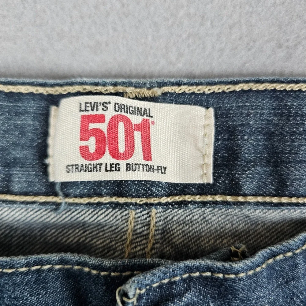 Y2K Levis 501 Jeans Mens 34x30 (32x28) Blue Denim Button Fly Classic Straight
